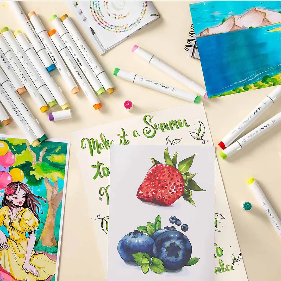 OHUHU 320 MARCADORES + 1 BLENDER PINCEL & FINA  7