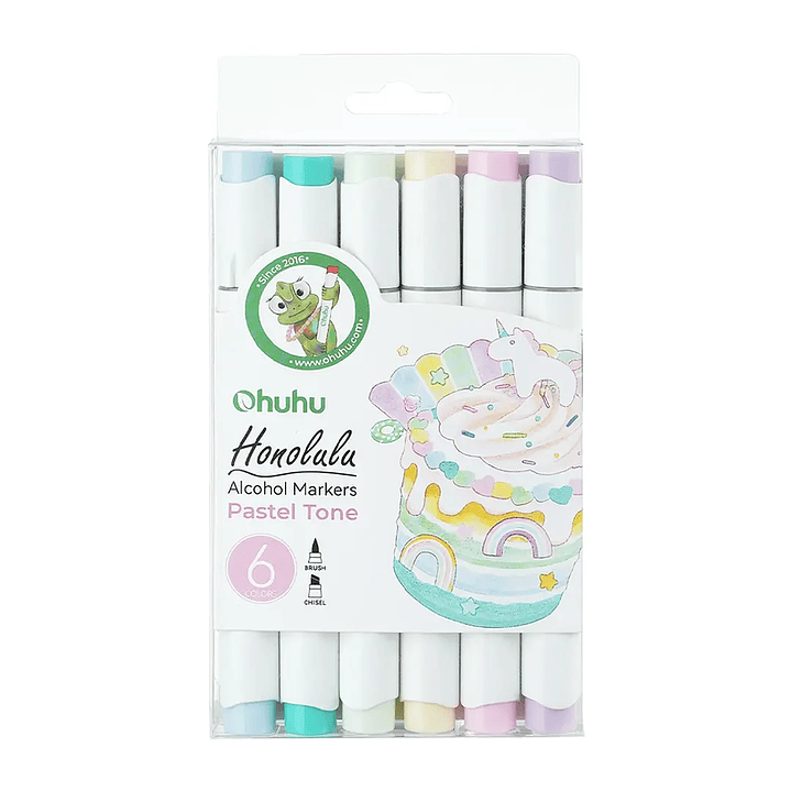 OHUHU HONOLULU MARCADORES DOBLE PUNTA 6 COLORES PASTEL 1