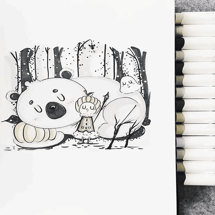 OHUHU 36 MARCADORES GRISES + 1 BLENDER PINCEL & BISELADA  4