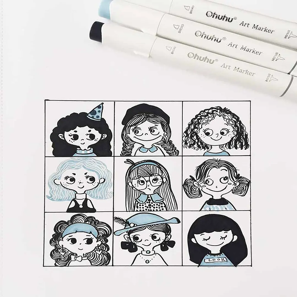 OHUHU 36 MARCADORES GRISES + 1 BLENDER PINCEL & BISELADA  7