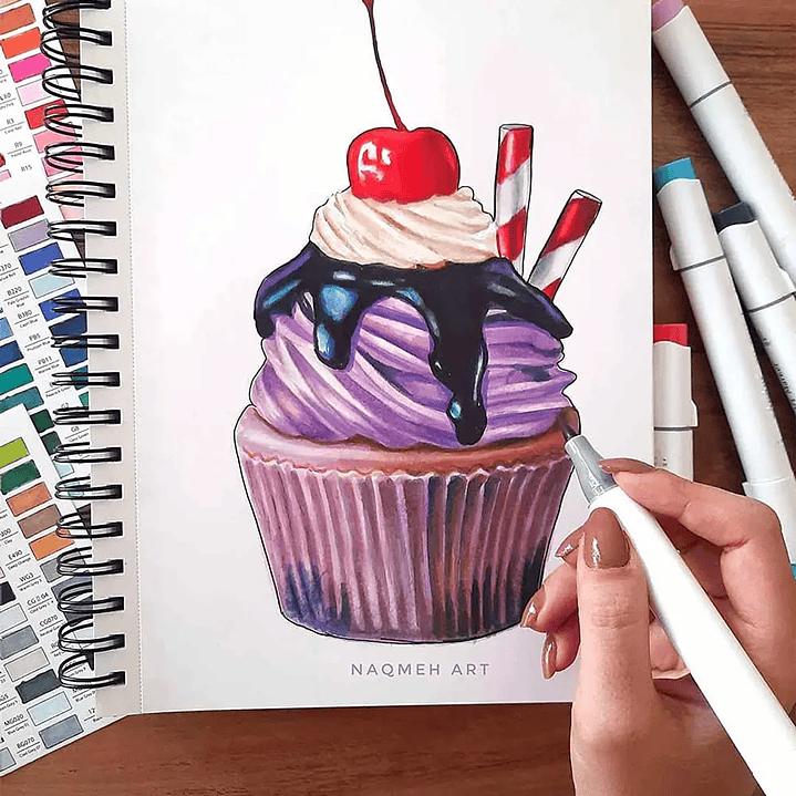 OHUHU 216 MARCADORES DE ALCOHOL + 1 BLENDER PINCEL & FINA  7