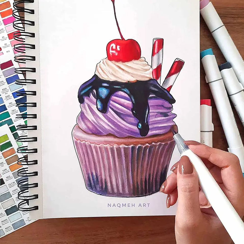 OHUHU 216 MARCADORES DE ALCOHOL + 1 BLENDER PINCEL & FINA  7