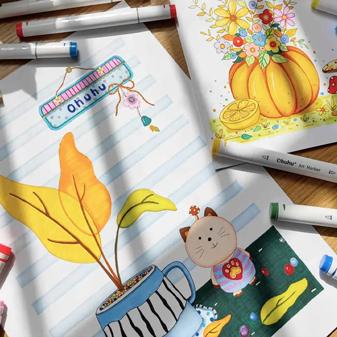 OHUHU 60 MARCADORES + 1 BLENDER FINA & BISELADA  7