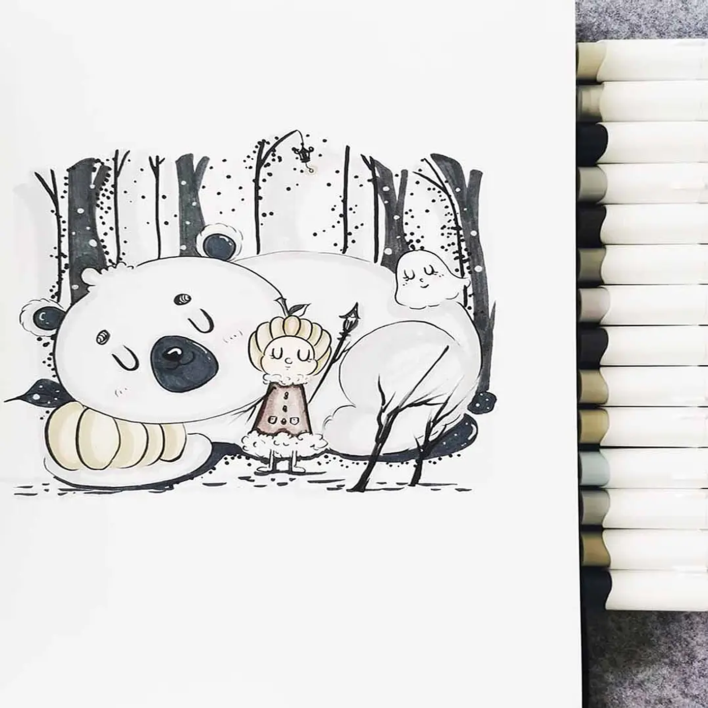 OHUHU 36 MARCADORES GRISES + 1 BLENDER PINCEL & BISELADA  4