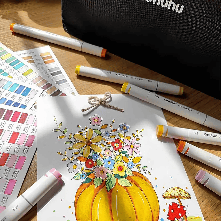 OHUHU 60 MARCADORES DE ALCOHOL + 1 BLENDER FINA & BISELADA 8