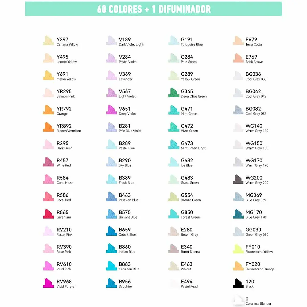 OHUHU 60 MARCADORES DE ALCOHOL + 1 BLENDER FINA & BISELADA 9