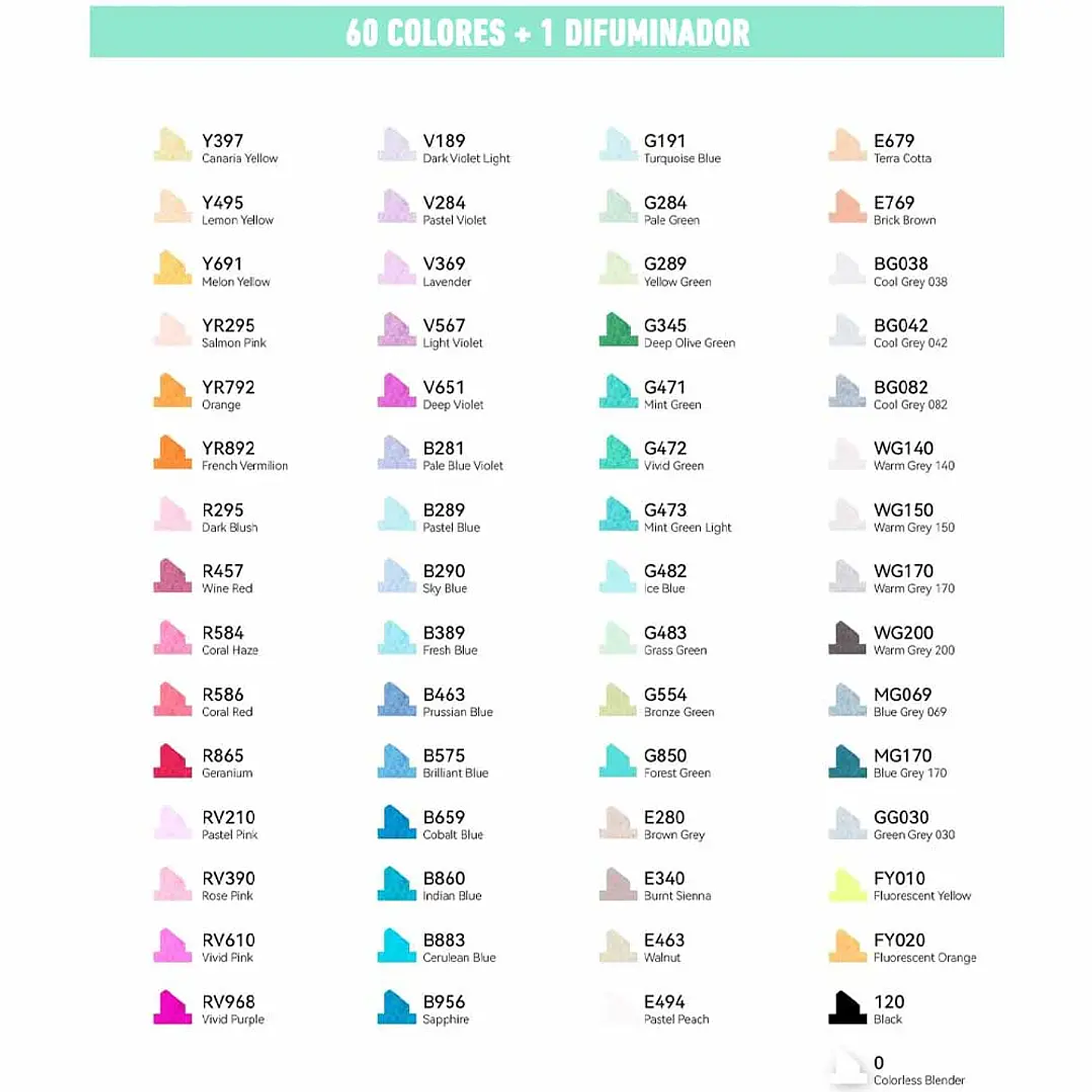 OHUHU 60 MARCADORES DE ALCOHOL + 1 BLENDER FINA & BISELADA 9