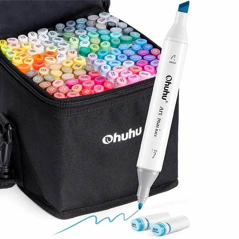 OHUHU 120 MARCADORES DE ALCOHOL + 1 BLENDER FINA & BISELADA 