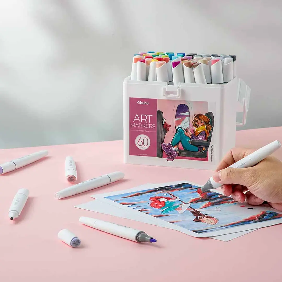 OHUHU 60 MARCADORES + 1 BLENDER FINA & BISELADA DELGADO  5