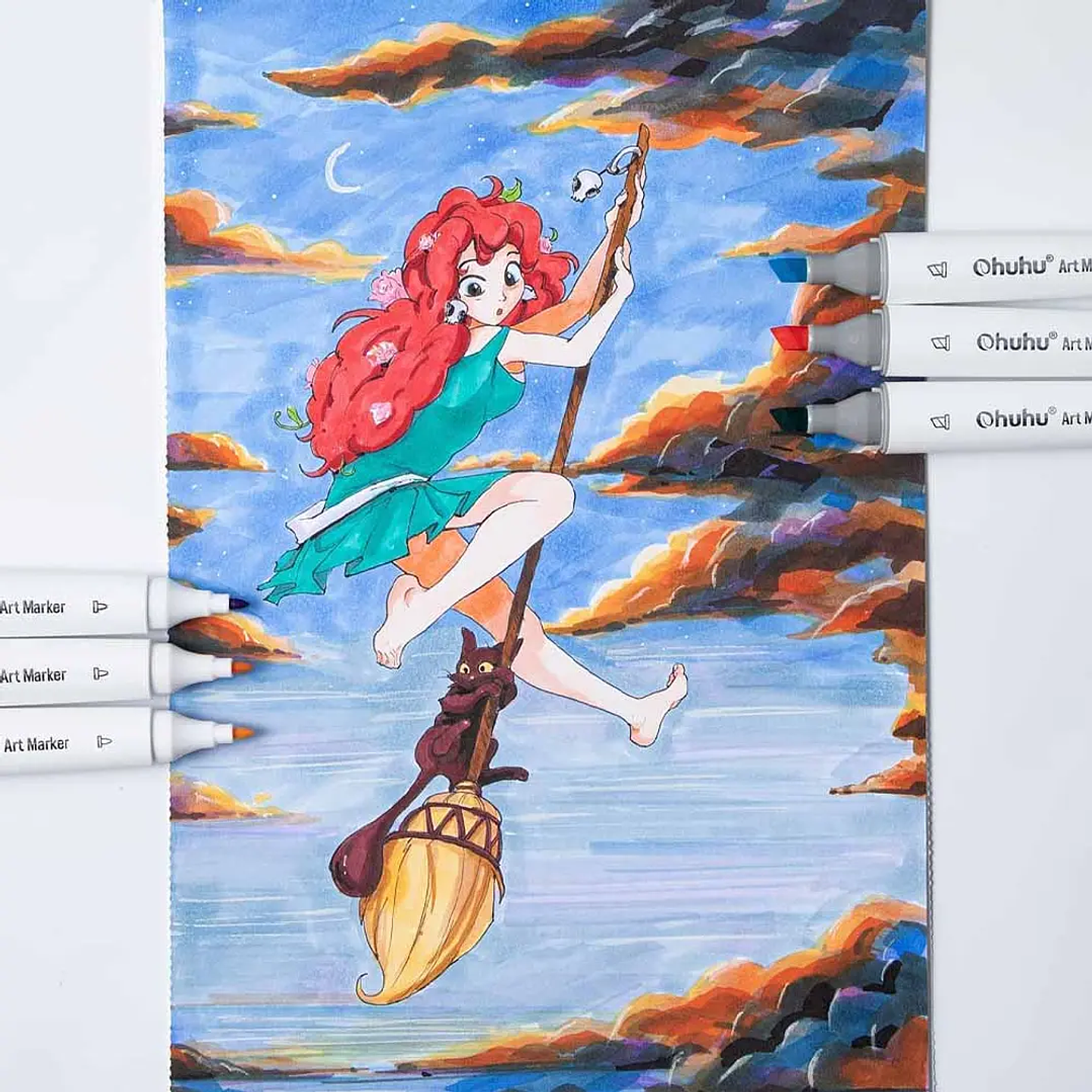 OHUHU 60 MARCADORES + 1 BLENDER FINA & BISELADA DELGADO  8