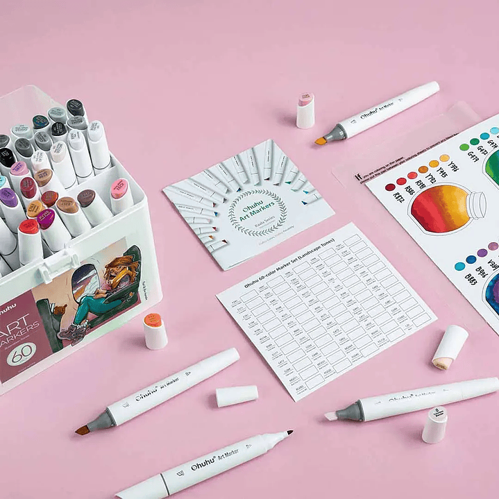 OHUHU 60 MARCADORES + 1 BLENDER FINA & BISELADA DELGADO  9