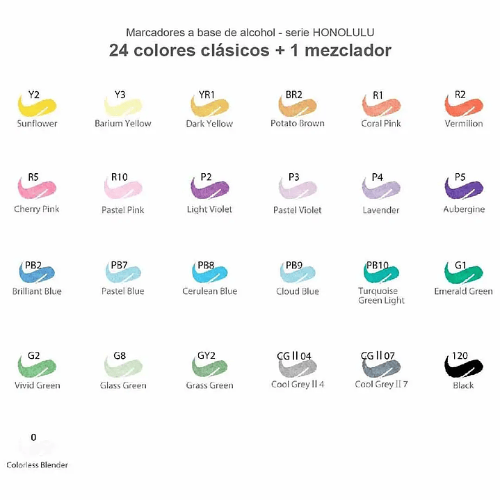 OHUHU 24 MARCADORES DE ALCOHOL + 1 BLENDER PINCEL & BISELADA 8