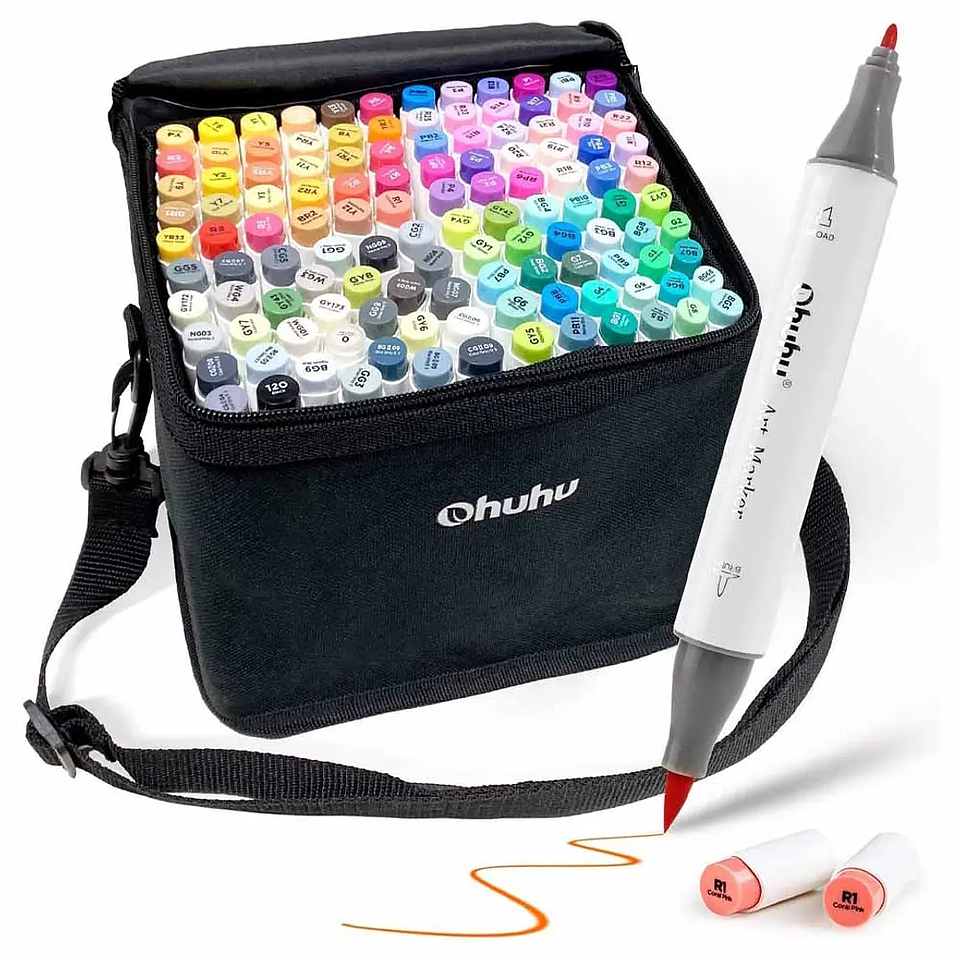 OHUHU 120 MARCADORES + 1 BLENDER PINCEL & FINA  1