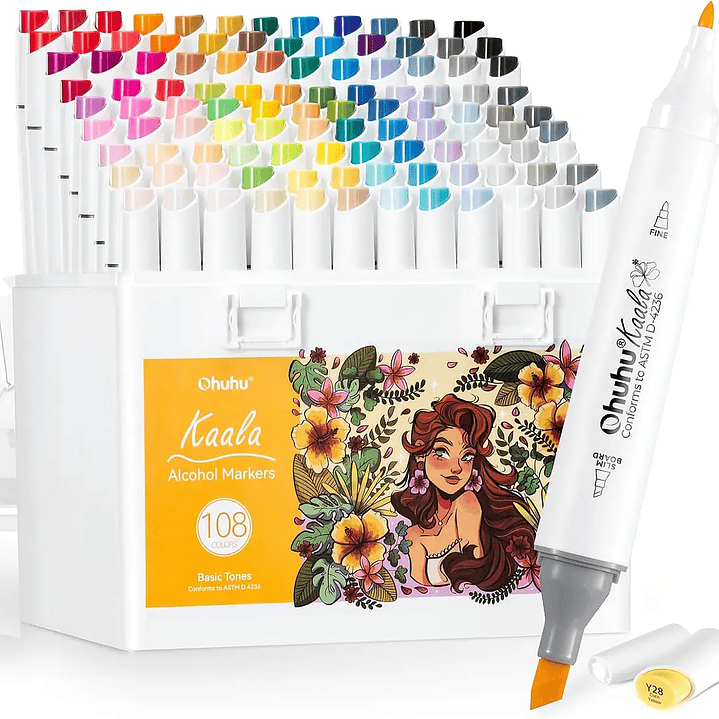 OHUHU 108 MARCADORES + 1 BLENDER FINA & BISELADA DELGADO 1