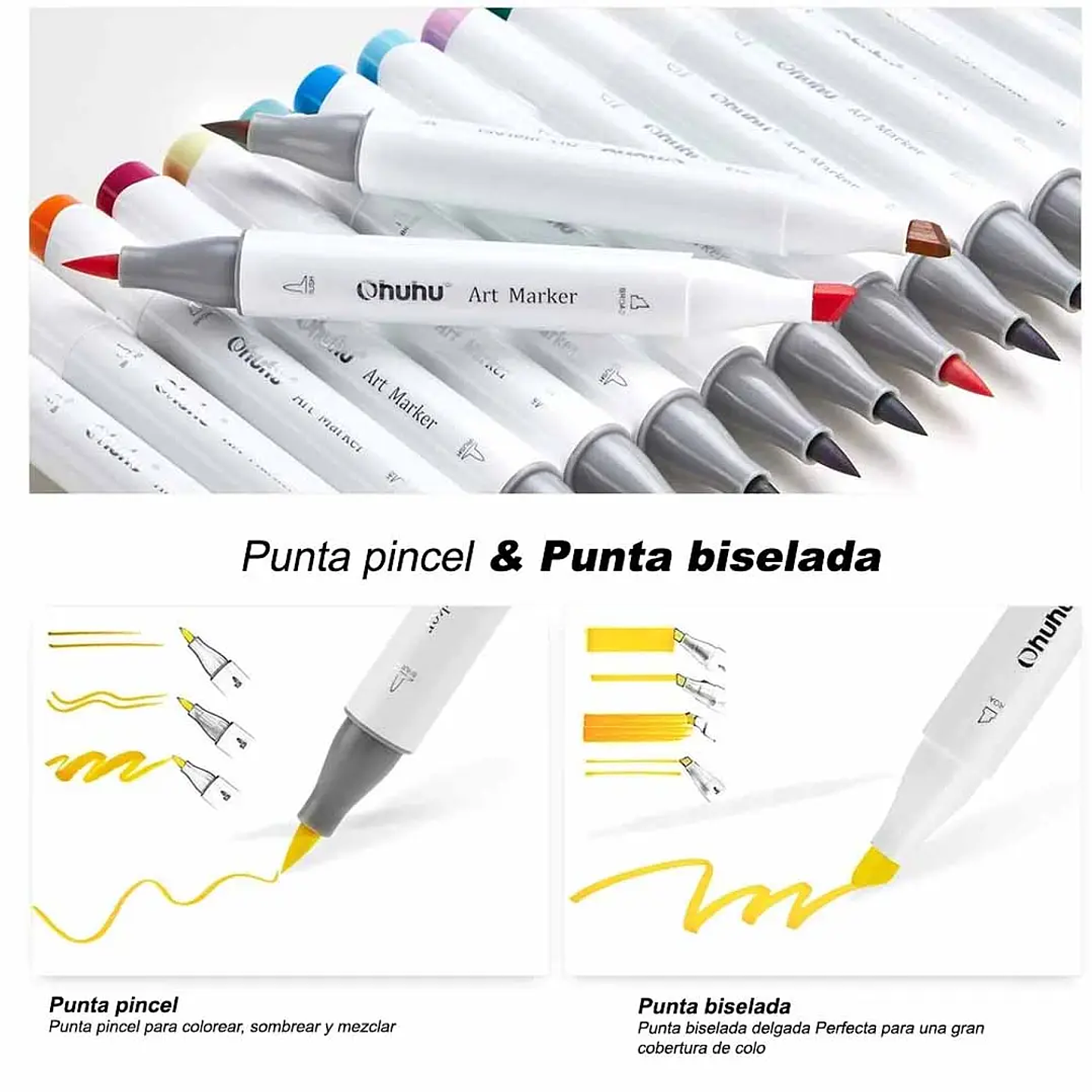 OHUHU 72 MARCADORES + 1 BLENDER. PINCEL Y BISELADA  4