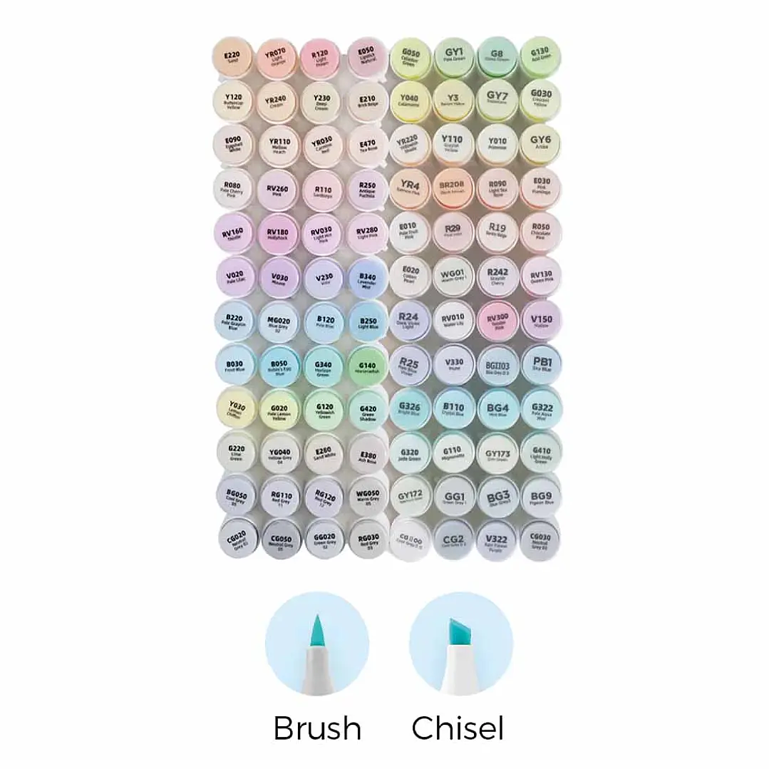 OHUHU 96 MARCADORES PASTEL  PINCEL Y BISELADA  2