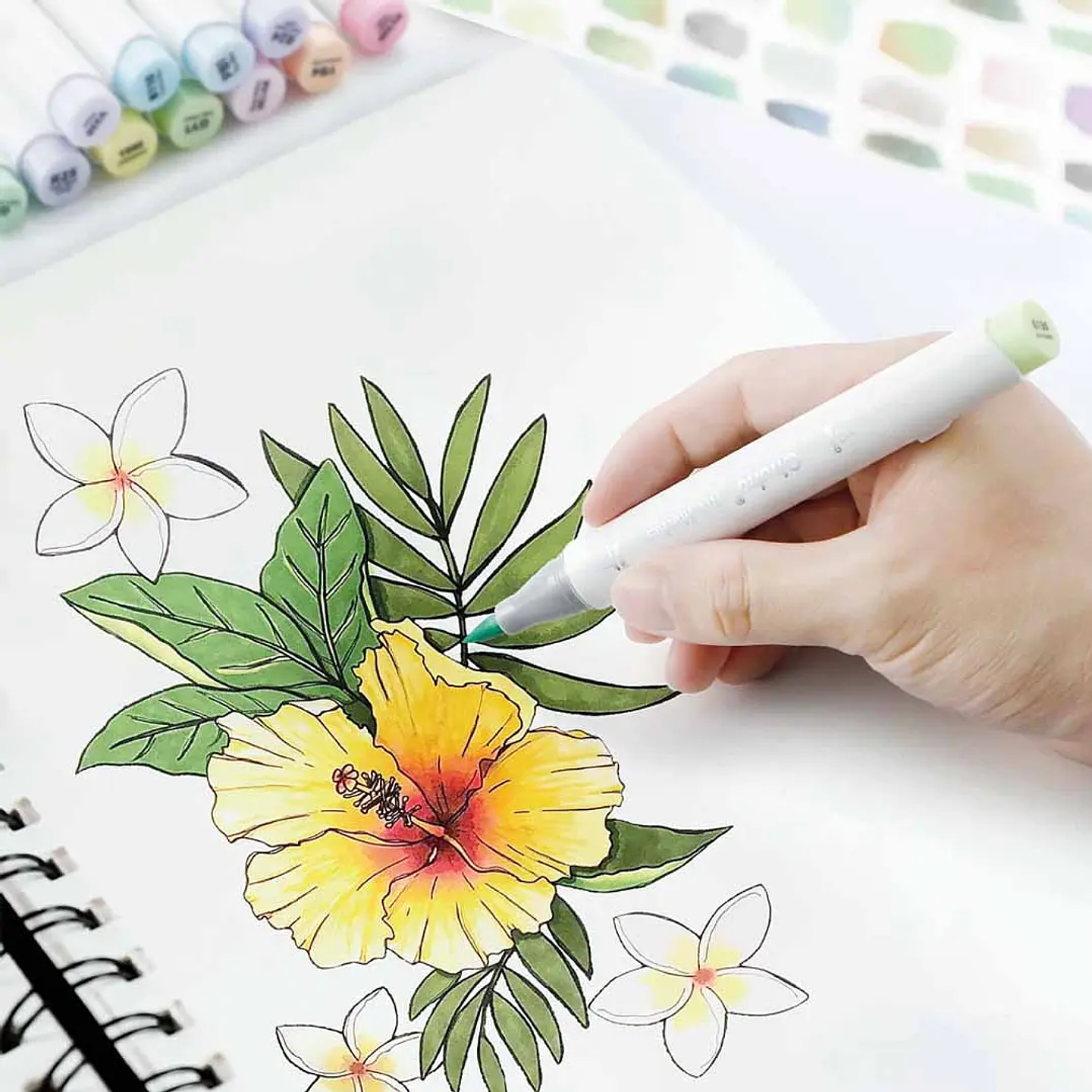 OHUHU 96 MARCADORES PASTEL  PINCEL Y BISELADA  4