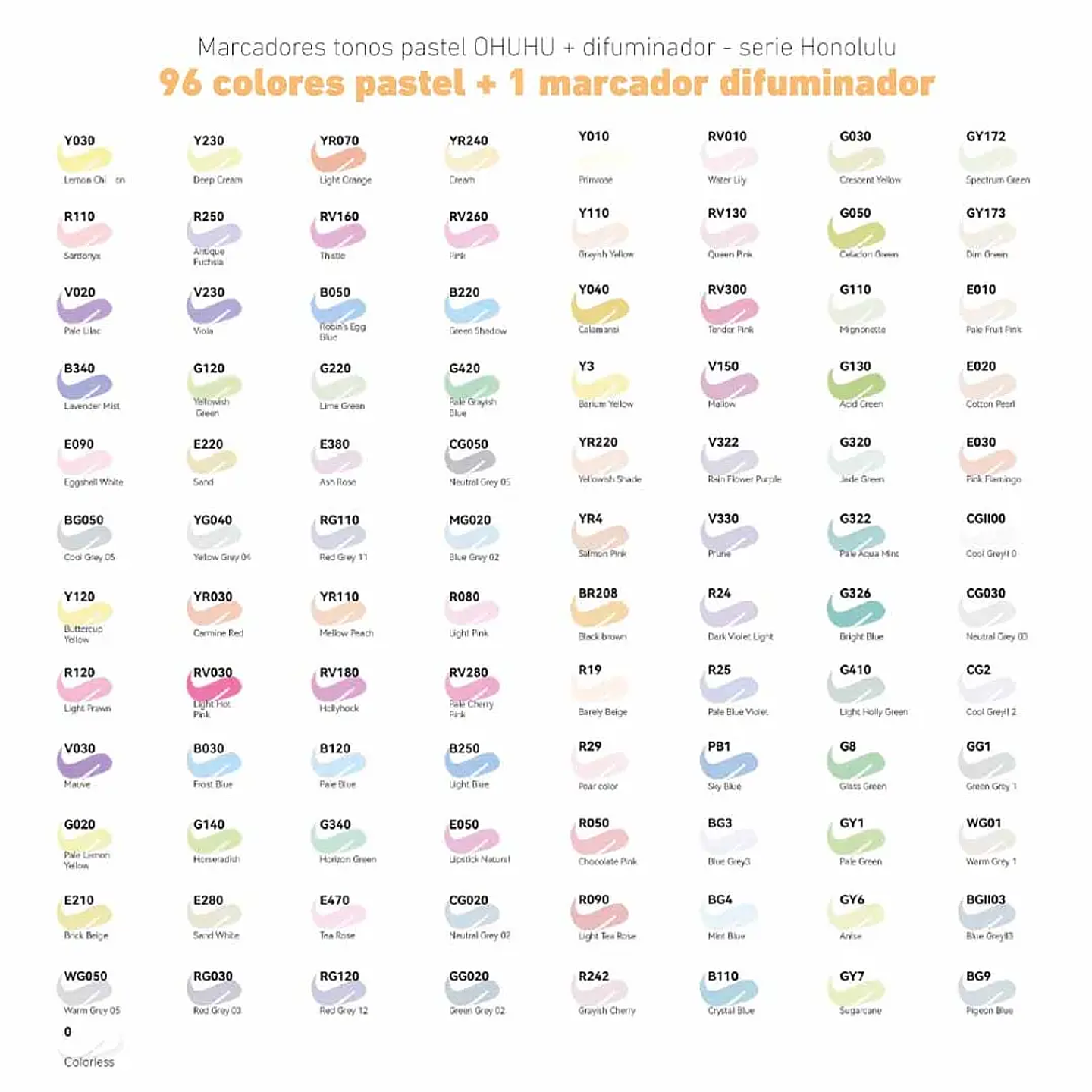 OHUHU 96 MARCADORES PASTEL  PINCEL Y BISELADA  5