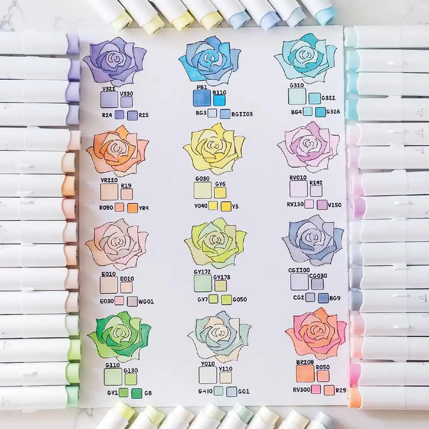 OHUHU 96 MARCADORES PASTEL  PINCEL Y BISELADA  6