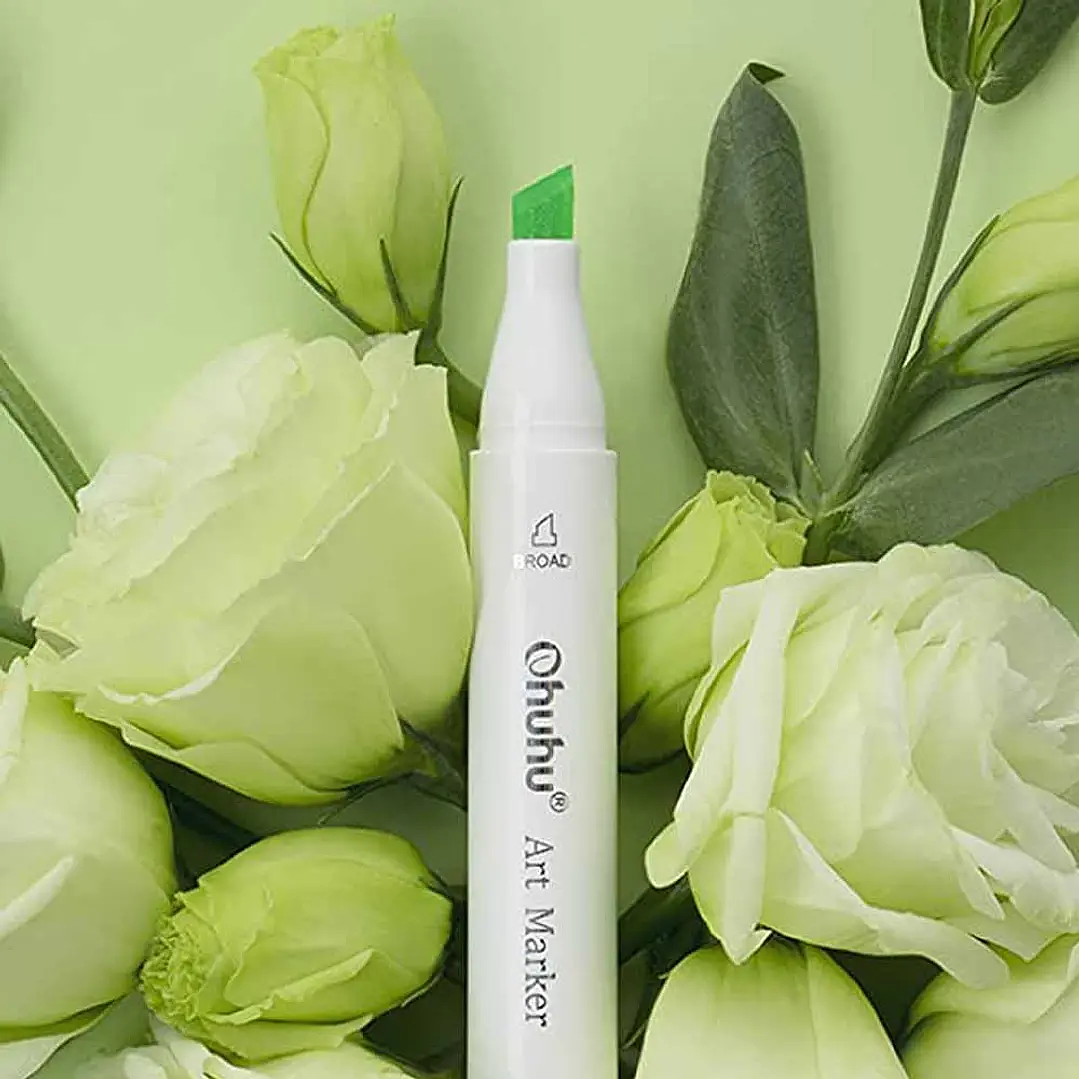 OHUHU 48 MARCADORES NUEVOS PASTEL PINCEL Y BISELADA  3