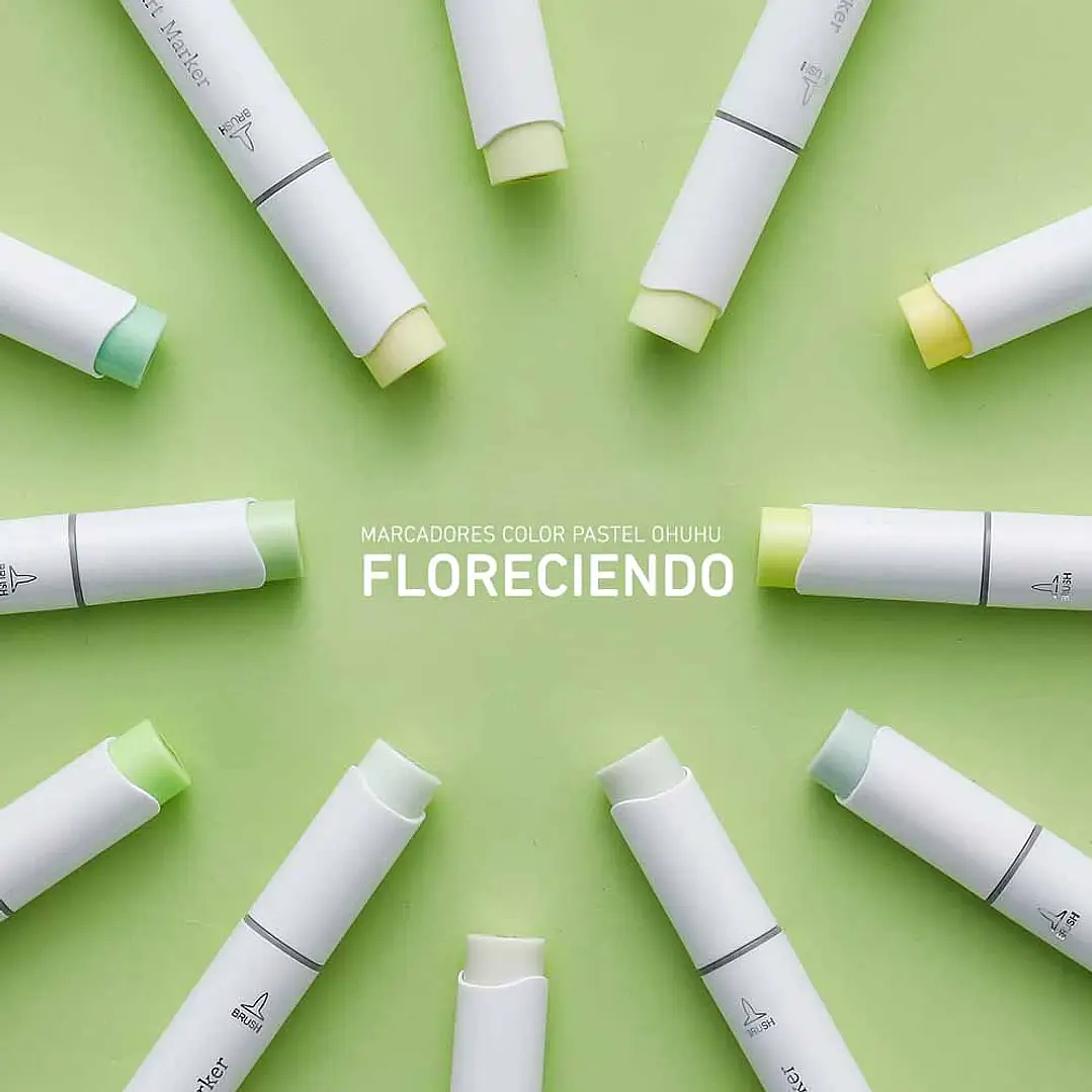 OHUHU 48 MARCADORES NUEVOS PASTEL PINCEL Y BISELADA  5