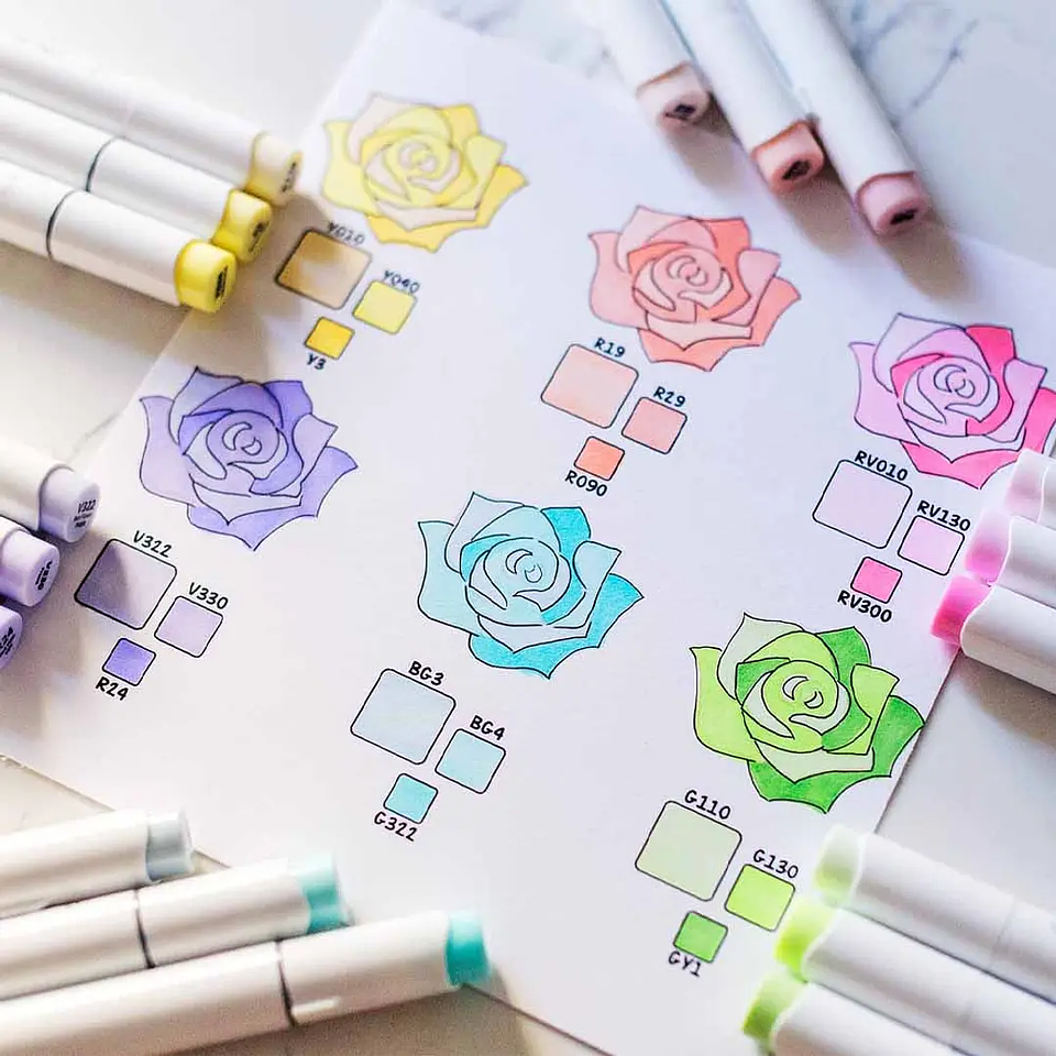 OHUHU 48 MARCADORES NUEVOS PASTEL PINCEL Y BISELADA  9