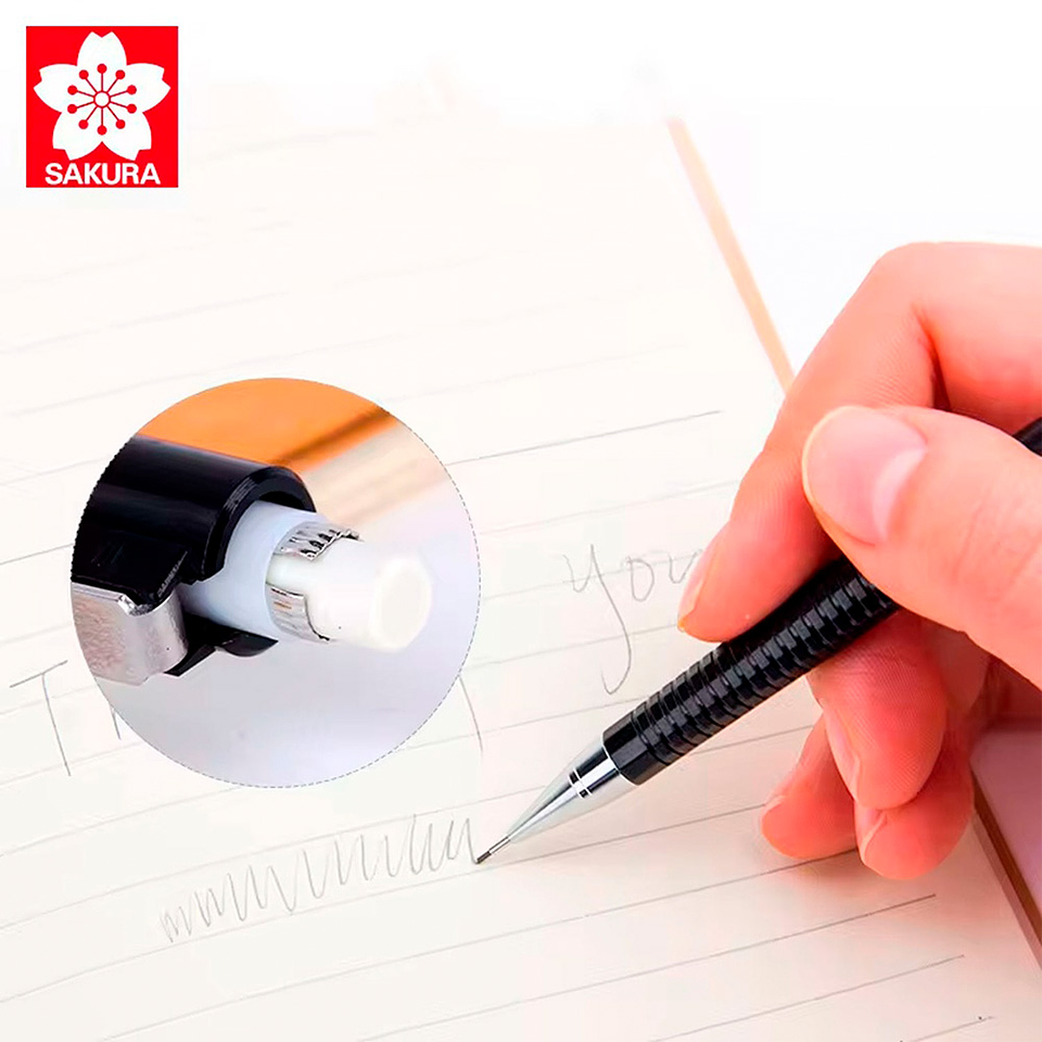 PORTAMINA CON AMORTIGUACIÓN SAKURA 0.5MM NEGRO 3