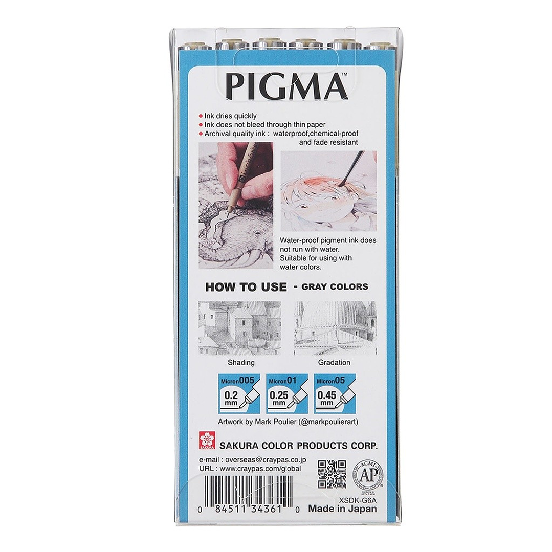 SET DE TIRALÍNEA PIGMA MICRON SAKURA 6 GRISES FRIOS 7