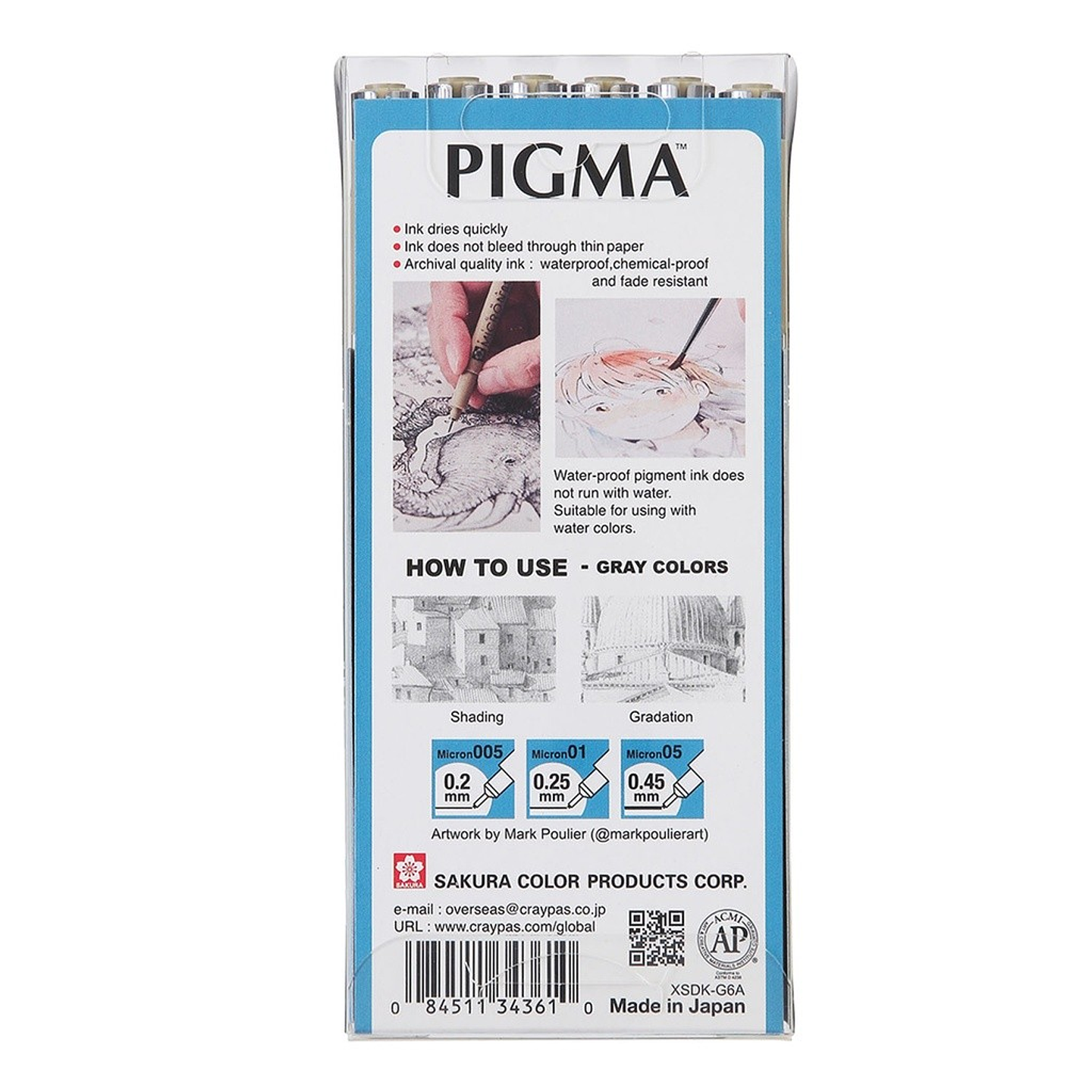SET DE TIRALÍNEA PIGMA MICRON SAKURA 6 GRISES FRIOS 7
