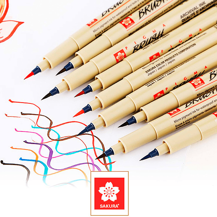 SET DE TIRALÍNEA PIGMA BRUSH SAKURA 8 COLORES 4