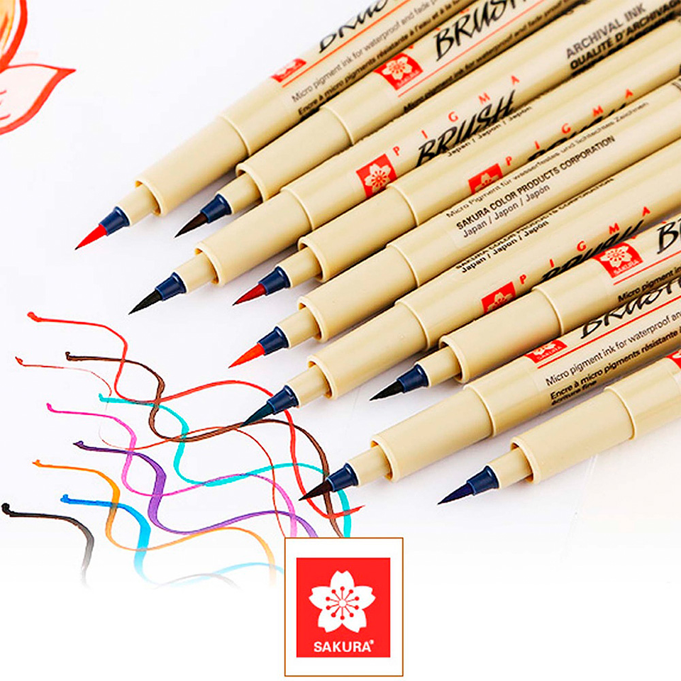 SET DE TIRALÍNEA PIGMA BRUSH SAKURA 8 COLORES 4