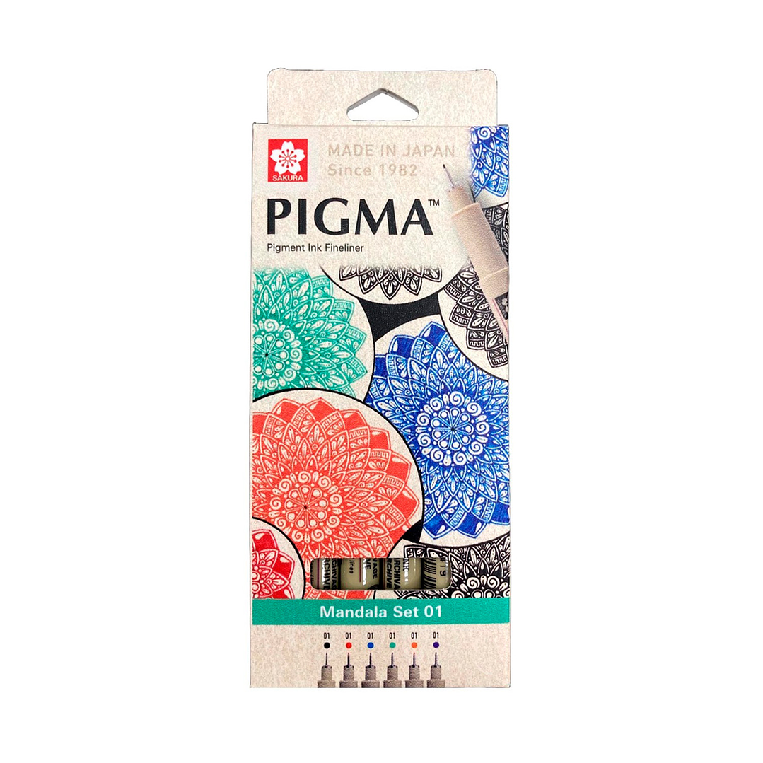 SET DE TIRALÍNEA PIGMA MICRON SAKURA 0.1 MANDALA 6 COLORES 1
