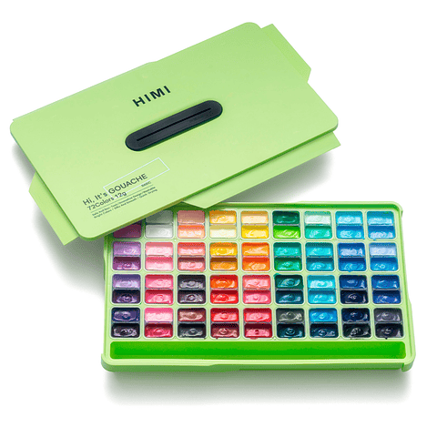HIMI SET GOUACHE 72 COLORES TWIN CUP 12G VERDE MANZANA 