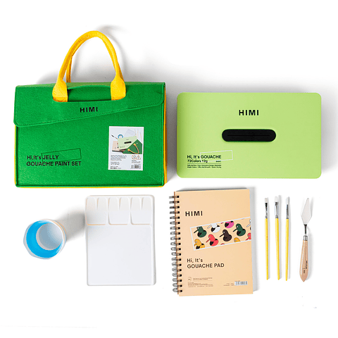 HIMI SET GOUACHE 72 COLORES 12G CON MALETÍN + 6 ACCESORIOS 
