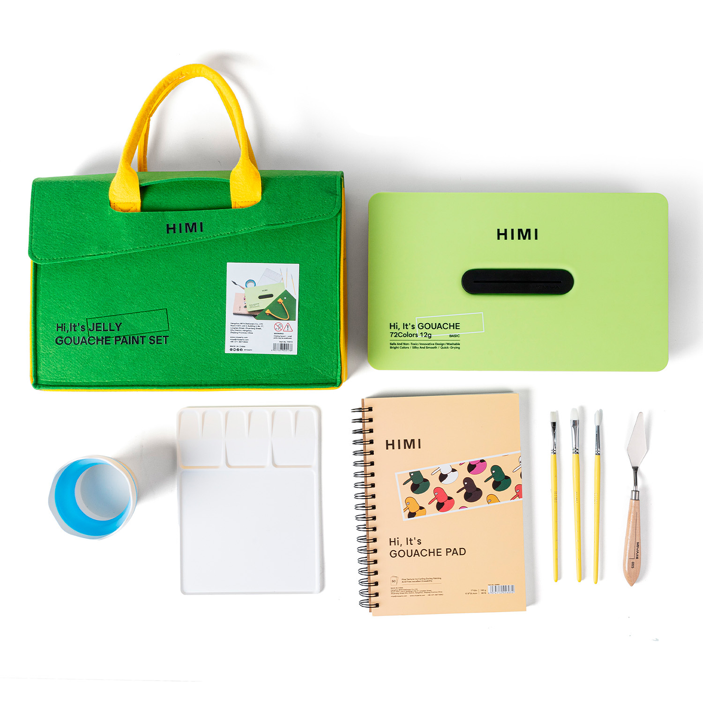HIMI SET GOUACHE 72 COLORES 12G CON MALETÍN + 6 ACCESORIOS  2