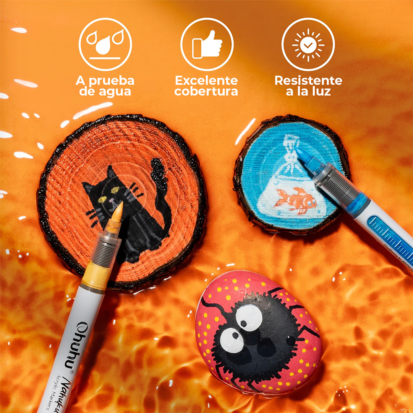 OHUHU 24 MARCADORES ACRÍLICOS PUNTA PINCEL 5