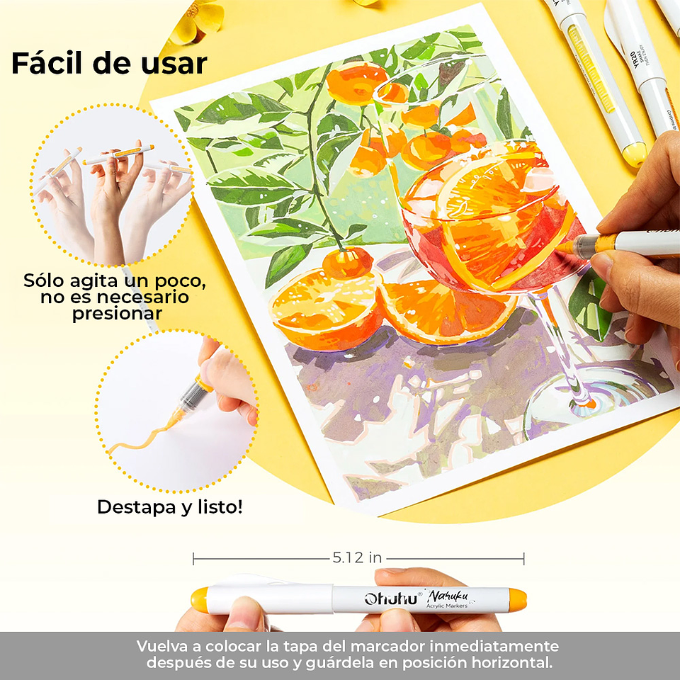 OHUHU 24 MARCADORES ACRÍLICOS PUNTA PINCEL 6