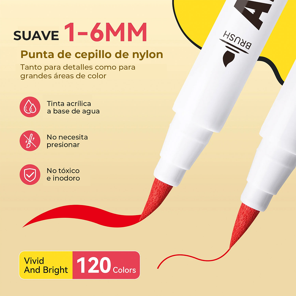 ARRTX MARCADORES DE ACRÍLICO 120 COLORES ANIME (PUNTA PINCEL)  5