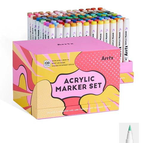 ARRTX MARCADORES DE ACRÍLICO 120 COLORES ANIME (PUNTA PINCEL) 