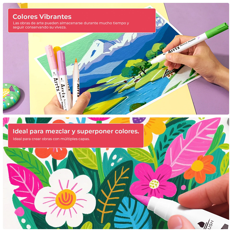 ARRTX MARCADORES DE ACRÍLICO 120 COLORES ANIME (PUNTA PINCEL)  8