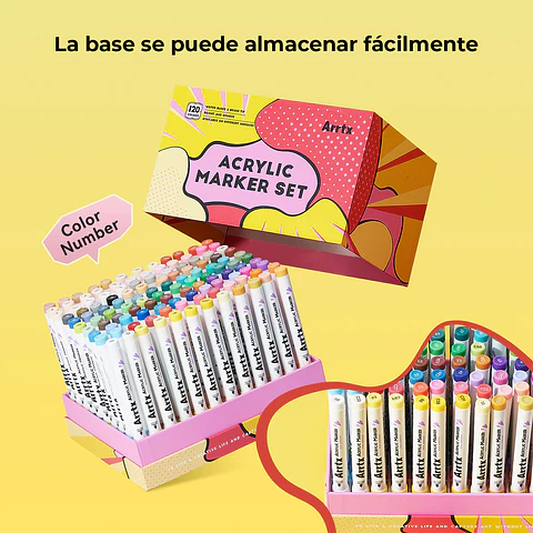 ARRTX MARCADORES DE ACRÍLICO 120 COLORES ANIME (PUNTA PINCEL) 