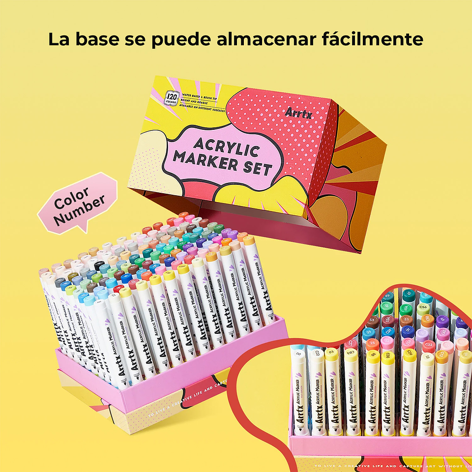 ARRTX MARCADORES DE ACRÍLICO 120 COLORES ANIME (PUNTA PINCEL)  2