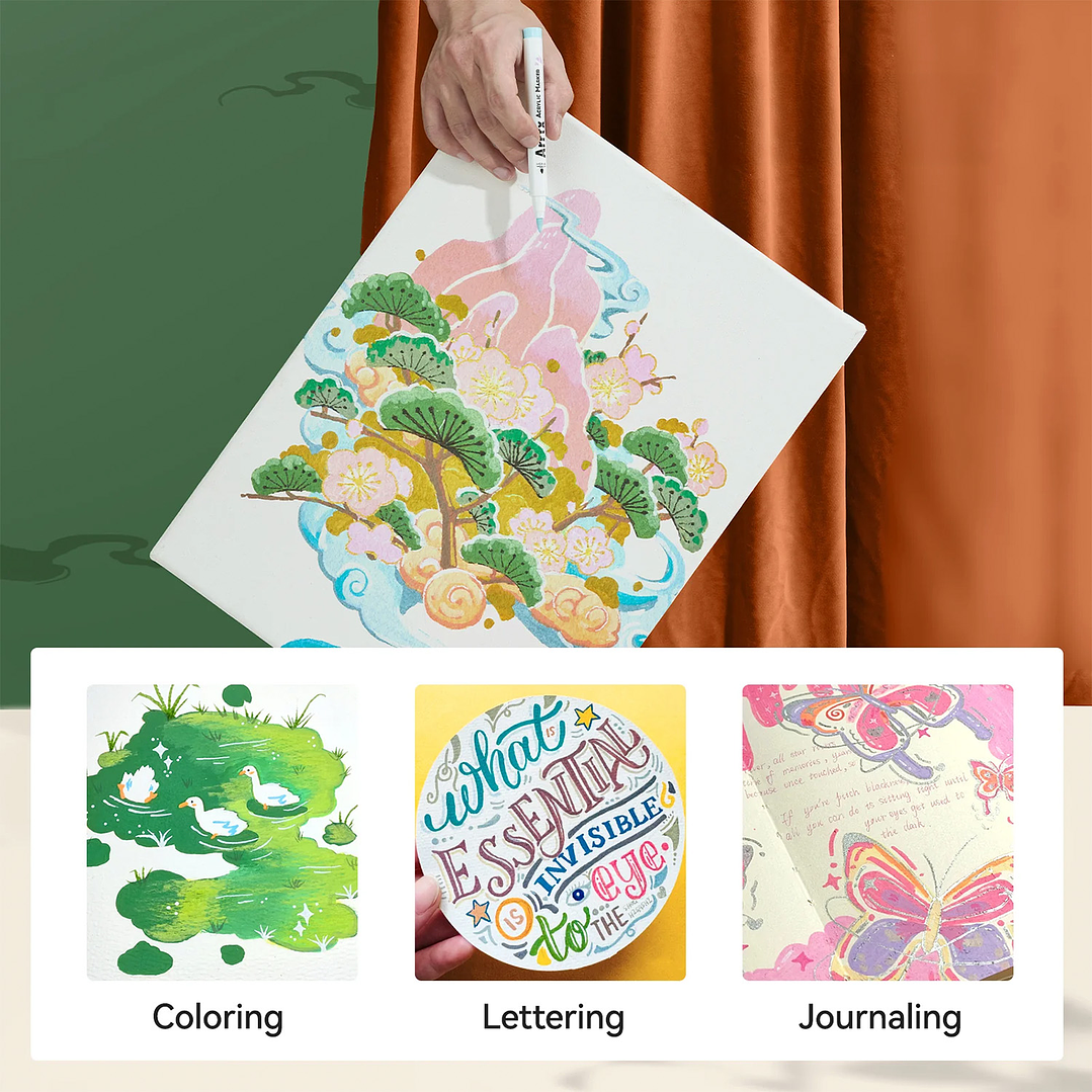 ARRTX MARCADORES DE ACRÍLICO 90 COLORES (PUNTA PINCEL) 5