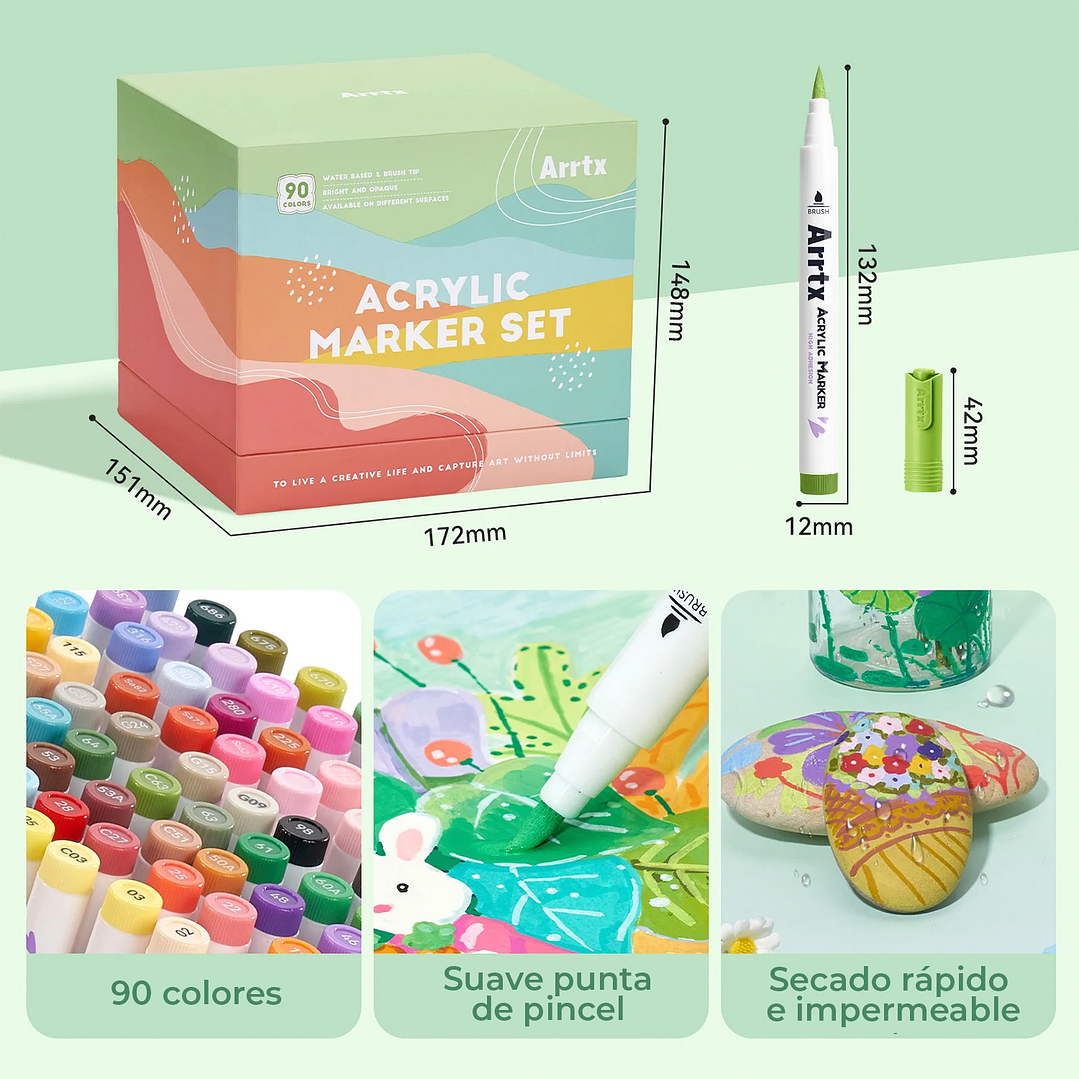 ARRTX MARCADORES DE ACRÍLICO 90 C PAISAJISMO (PUNTA PINCEL) 2