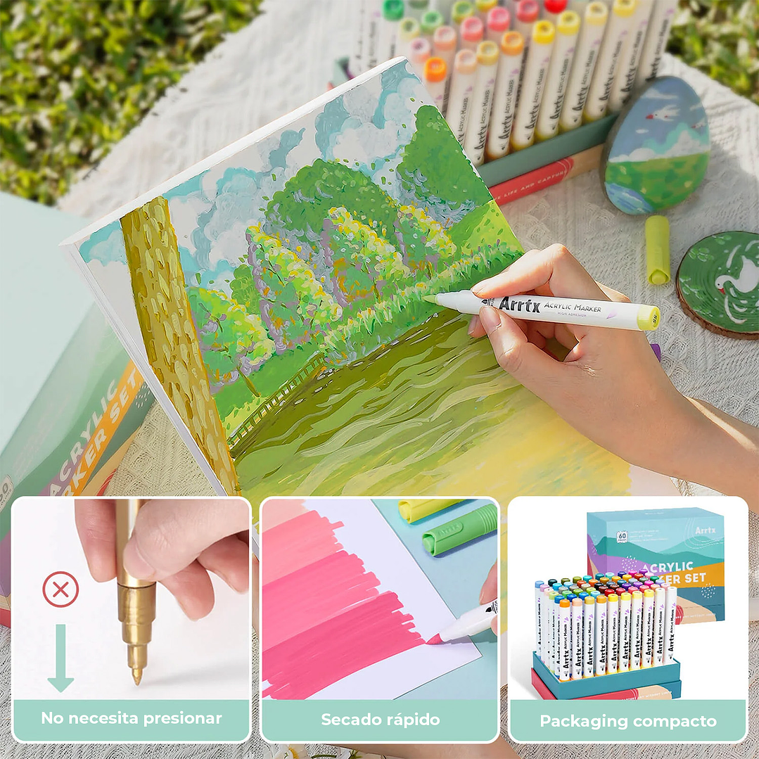 ARRTX MARCADORES DE ACRÍLICO 60 C PAISAJISMO (PUNTA PINCEL)  7