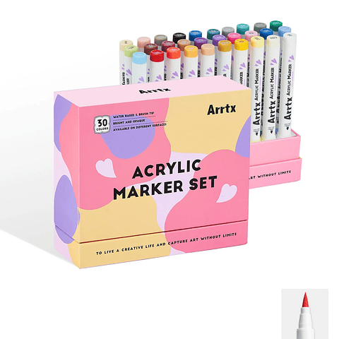 ARRTX MARCADORES ACRÍLICOS DE 30 C VIBRANTES (PUNTA PINCEL) 