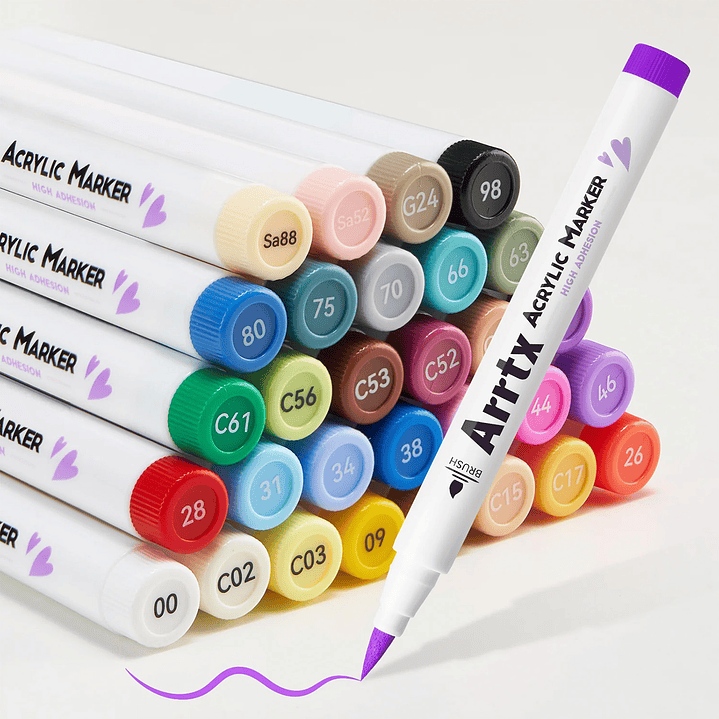ARRTX MARCADORES ACRÍLICOS DE 30 C VIBRANTES (PUNTA PINCEL)  4
