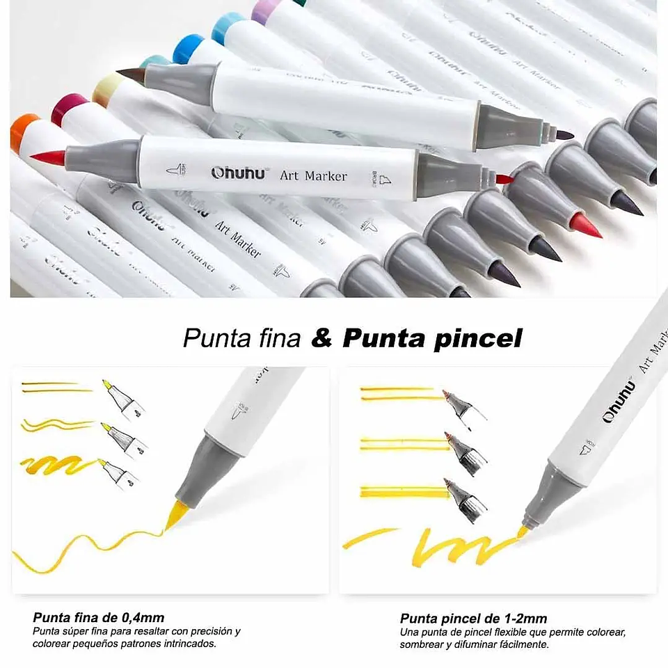 OHUHU 48 MARCADORES DE ALCOHOL + 1 BLENDER PINCEL Y FINA  5