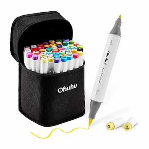 OHUHU 48 MARCADORES DE ALCOHOL + 1 BLENDER PINCEL Y FINA 