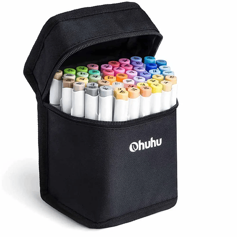 OHUHU 48 TONOS MEDIOS MARCADORES DE ALCOHOL PINCEL Y FINA